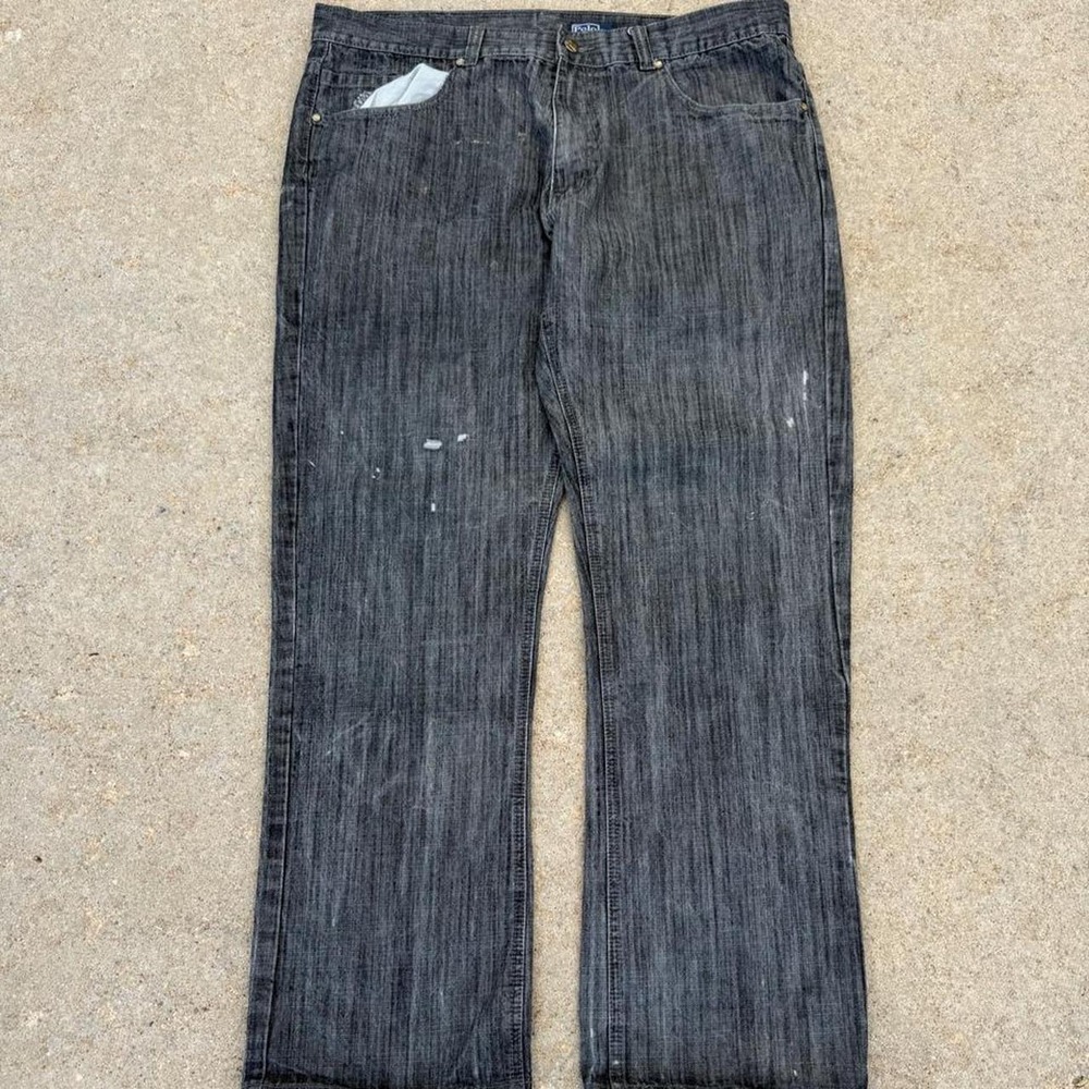 Polo Ralph Lauren Rugby Football Club Vintage Y2K Baggy Jeans Black 40x33